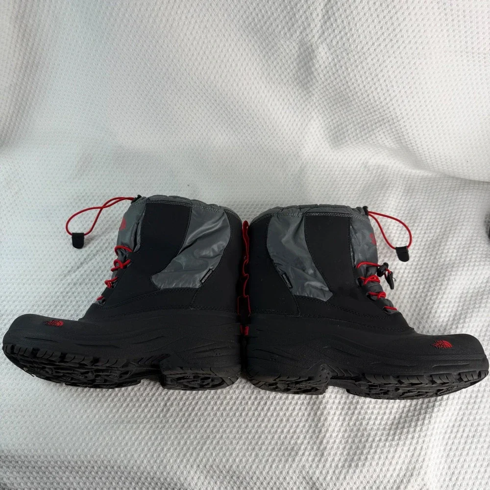 The North Face Alpenglow IV Boys 7 Winter Snow Boots Black Grey Red Waterproof